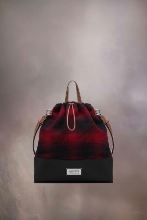 Maison Margiela 5AC Daily Drawstring Backpack Medium Röda Svarta | SE_MM80899