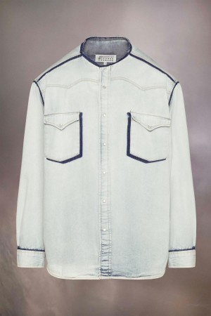 Maison Margiela Collarless Denim Shirt Vita | SE_MM53737