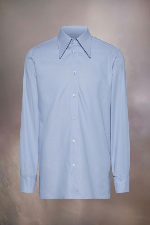 Maison Margiela Cotton Poplin Shirt Blå | SE_MM40003