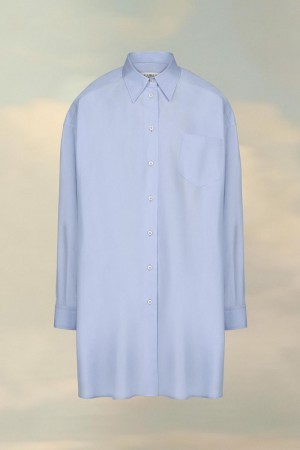 Maison Margiela Cotton Poplin Shirt Blå | SE_MM81575