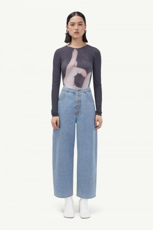 Maison Margiela Cropped Mid-rise Jeans Blå | SE_MM76889