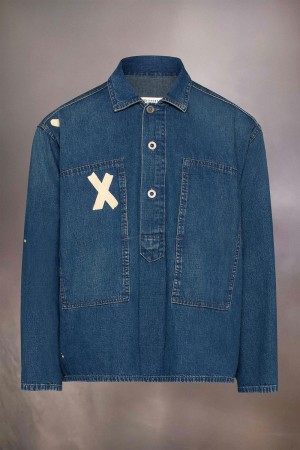 Maison Margiela Distressed Denim Shirt Blå | SE_MM71858
