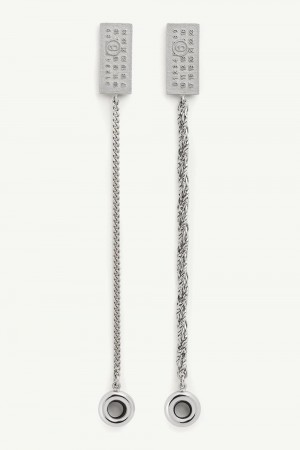 Maison Margiela Embossed Numeric Earrings Silver | SE_MM68893