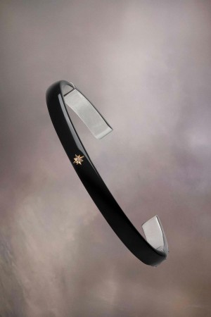 Maison Margiela Enamel Cuff Silver Svarta | SE_MM71977
