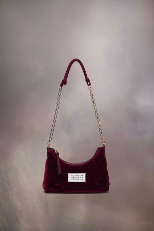 Maison Margiela Glam Slam Hobo Micro Velvet Röda | SE_MM86550
