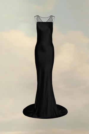 Maison Margiela Hammered Satin Gown Svarta | SE_MM23818