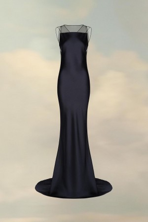 Maison Margiela Hammered Satin Gown Svarta | SE_MM52113