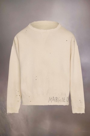 Maison Margiela Handwritten Logo Sweatshirt Beige | SE_MM35117