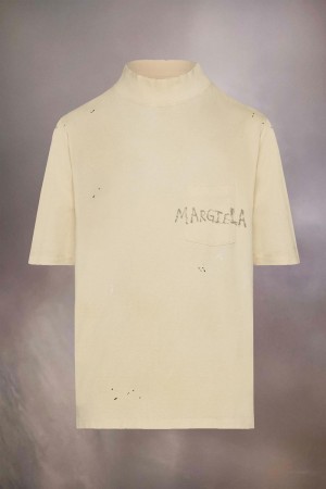 Maison Margiela Handwritten Logo T-shirt Beige | SE_MM69996