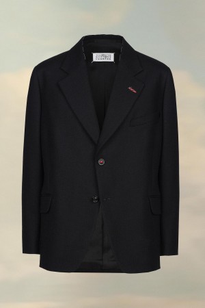 Maison Margiela Herringbone Wool Jacket Svarta | SE_MM21794