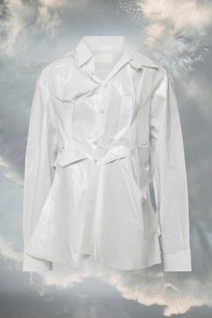 Maison Margiela High-shine Cotton Poplin Shirt Vita | SE_MM45314