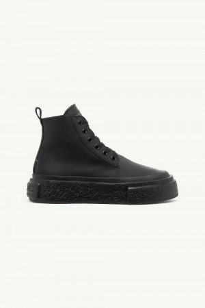 Maison Margiela Lace-up Leather Sneakers Svarta | SE_MM17657