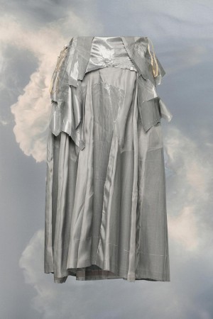 Maison Margiela Laminated Satin Midi Skirt Silver | SE_MM53510