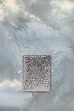 Maison Margiela Metallic Leather Card Holder Silver | SE_MM49636