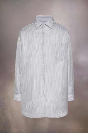 Maison Margiela Padded Stripe Shirt Ljusblå | SE_MM91786