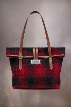 Maison Margiela Paper Shoulder Bag Medium Svarta Röda | SE_MM53729