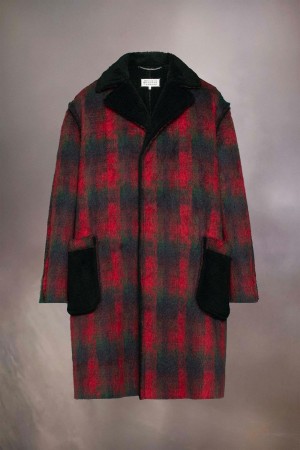Maison Margiela Pendleton Jacquard Coat Röda | SE_MM33643