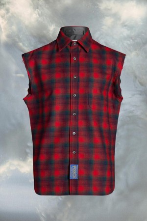 Maison Margiela Pendleton Sleeveless Shirt Röda Svarta | SE_MM30223