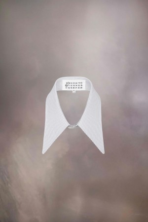 Maison Margiela Pinstripe Cotton Poplin Collar Vita | SE_MM85723