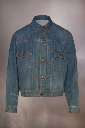 Maison Margiela Pleated Denim Jacket Blå | SE_MM94217
