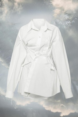 Maison Margiela Raw Cotton Poplin Shirt Vita | SE_MM98828