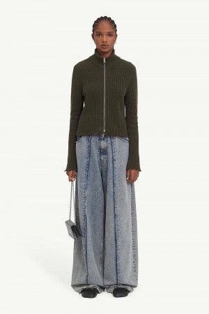 Maison Margiela Ribbed Cotton Zip Cardigan Svarta | SE_MM59168