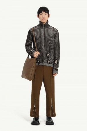 Maison Margiela Ribbed Wool Cardigan Mörkgrå | SE_MM92111
