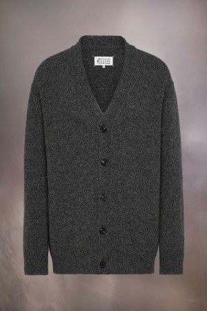 Maison Margiela Shetland Wool Knit Cardigan Mörkgrå | SE_MM91454