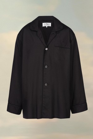 Maison Margiela Silk Poplin Shirt Svarta | SE_MM19925