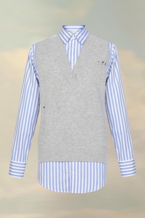 Maison Margiela Spliced Knit Shirt Grå Blå | SE_MM42334