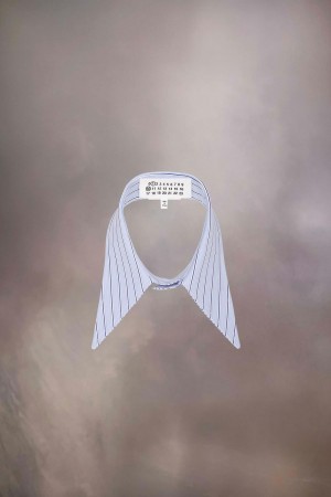 Maison Margiela Stripe Cotton Poplin Collar Blå | SE_MM75420