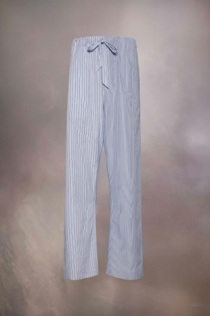 Maison Margiela Stripe Cotton Trousers Ljusblå | SE_MM84870