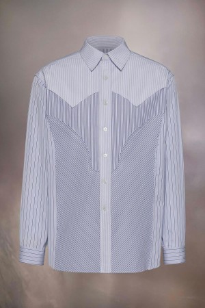 Maison Margiela Stripe Yoke Shirt Blå | SE_MM80755