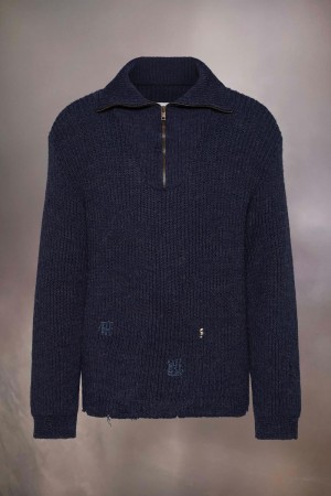 Maison Margiela Summer Shetland Knit Sweatshirt Svarta | SE_MM94148