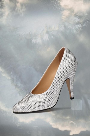 Maison Margiela Tabi Rhinestone Pump Silver | SE_MM91235