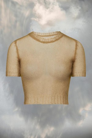 Maison Margiela Translucent Knit Top Guld | SE_MM94096