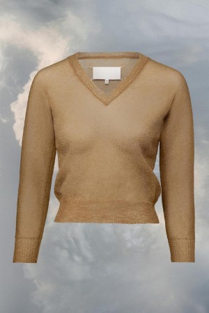 Maison Margiela Translucent Knit V-neck Top Bruna | SE_MM95033