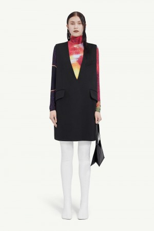 Maison Margiela V-neck Sleeveless Dress Svarta | SE_MM79313
