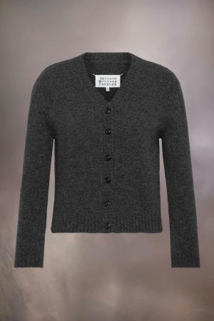 Maison Margiela Washed Lambswool Cardigan Mörkgrå | SE_MM17686