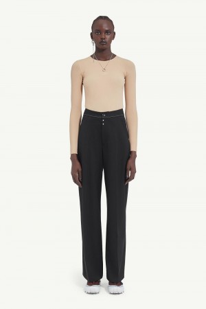 Maison Margiela Wide-leg Trousers Svarta | SE_MM28237
