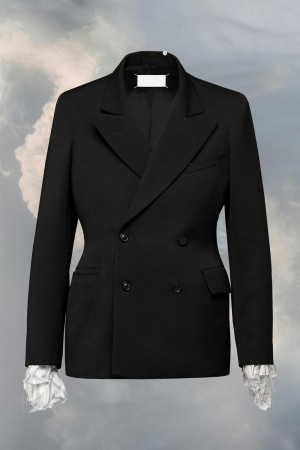 Maison Margiela Wool Couture Waist Suit Jacket Svarta | SE_MM63247