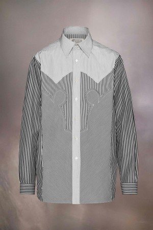 Maison Margiela Yoke Stripe Cotton Shirt Grå | SE_MM32056